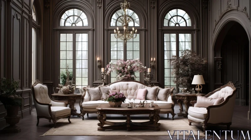 Exquisite Room with Timeless Elegance and Rococo Interiors AI Image