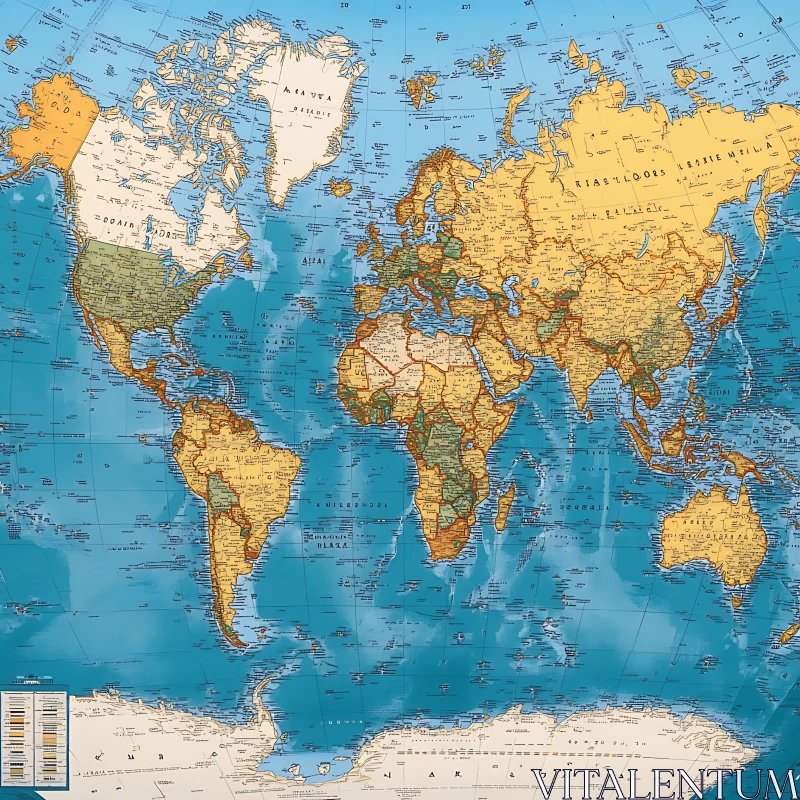 Comprehensive World Map Featuring Continents and Major Nations AI Image