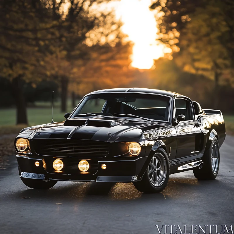 Classic Automobile in Golden Hour AI Image