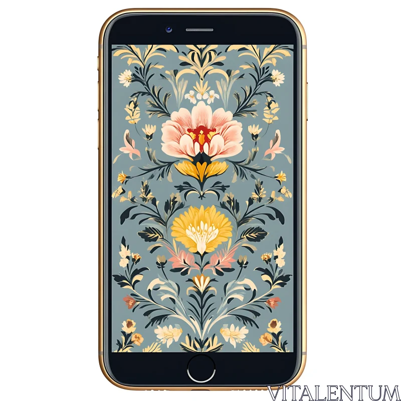 AI ART Intricate Flower Design Mobile Background