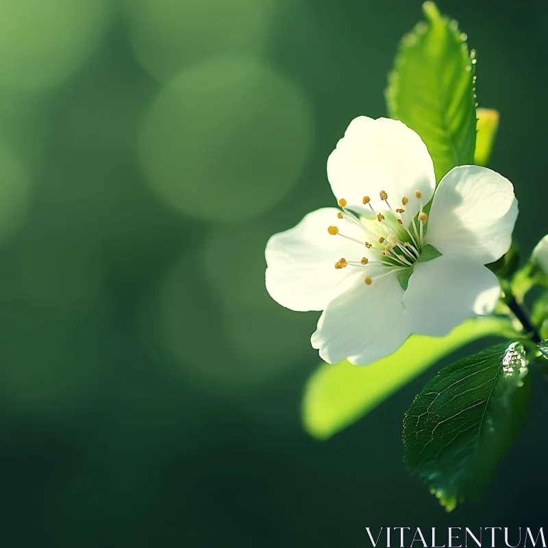 White Flower in Springtime AI Image