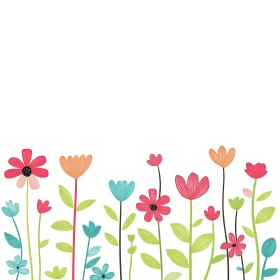 Vibrant Floral Drawing with a White Background