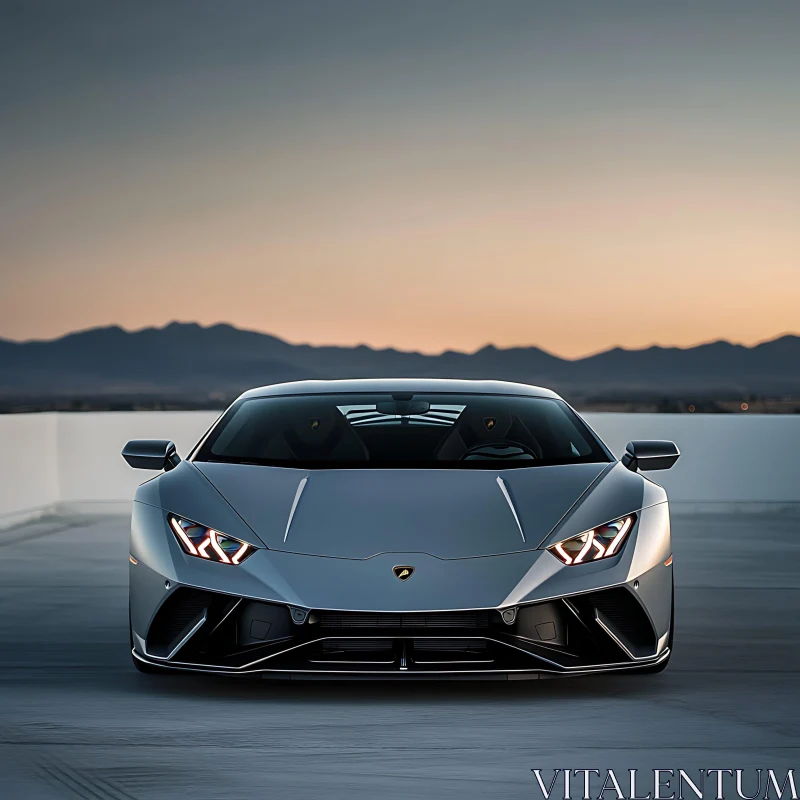 Luxurious Sport Car at Sunset AI Image