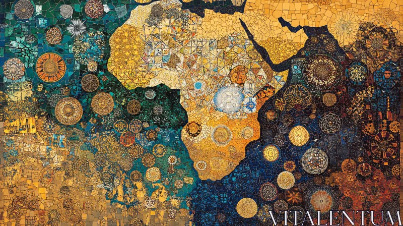 Colorful Geometric Patterns in African Map AI Image