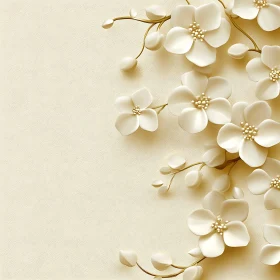 Delicate Cream Floral Art with Intricate Details