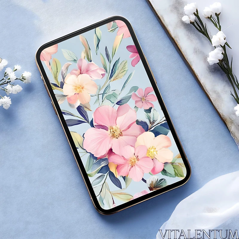 AI ART Smartphone Floral Illustration Design