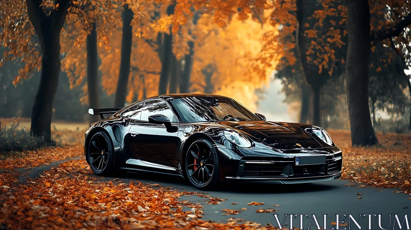 Luxurious Sportscar Amidst Golden Foliage AI Image