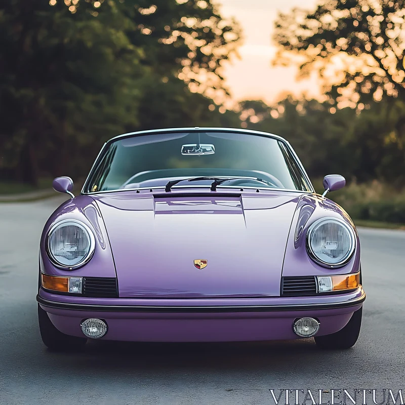 Classic Purple Convertible in Evening Light AI Image