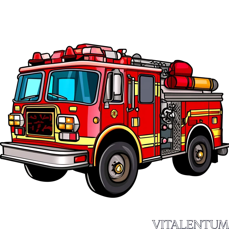 Fire Engine Cartoon Drawing AI Image