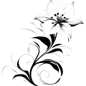 Stylized Monochrome Floral Artwork