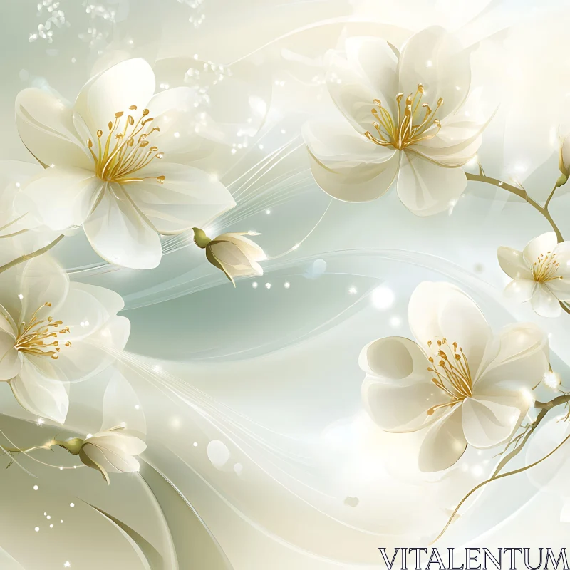 Elegant Pastel Blossom Illustration AI Image