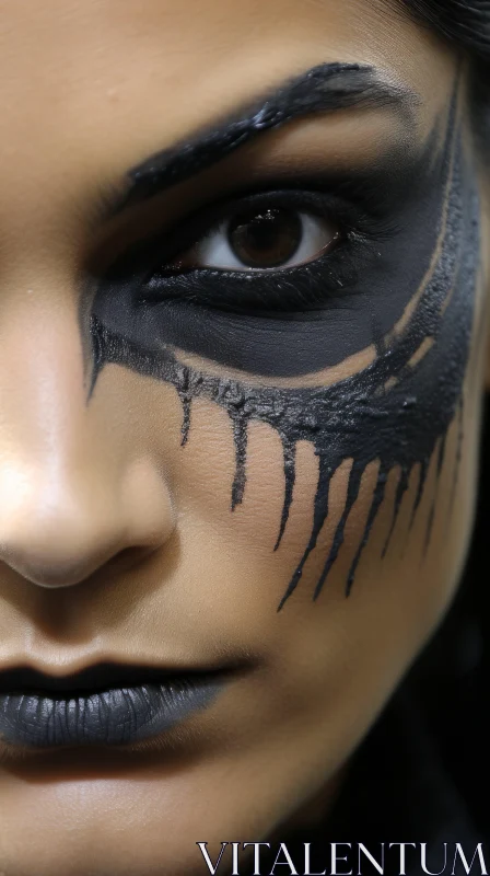Black Face Paint: Warped Asymmetric Designs - Pop Art AI Image