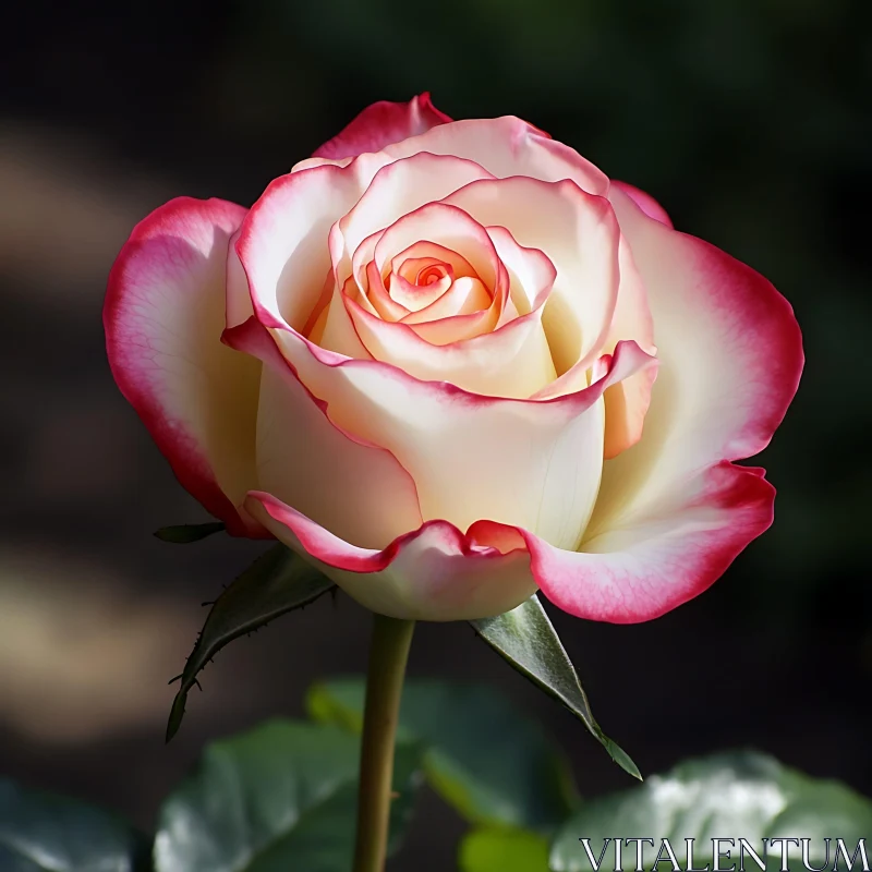 Garden Rose with Cream and Pink Highlights AI Image