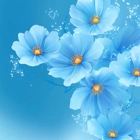 Blue Floral Art with Sparkling Accents