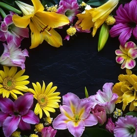 Vibrant Flower Border with Black Center