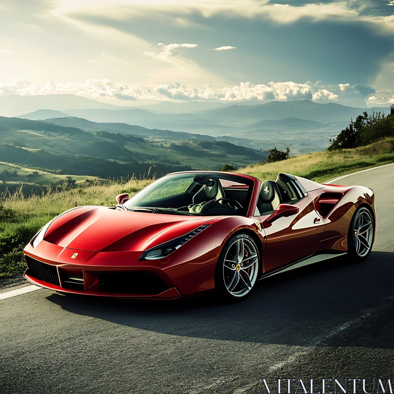 Convertible Sports Car on Scenic Mountain Drive AI Image