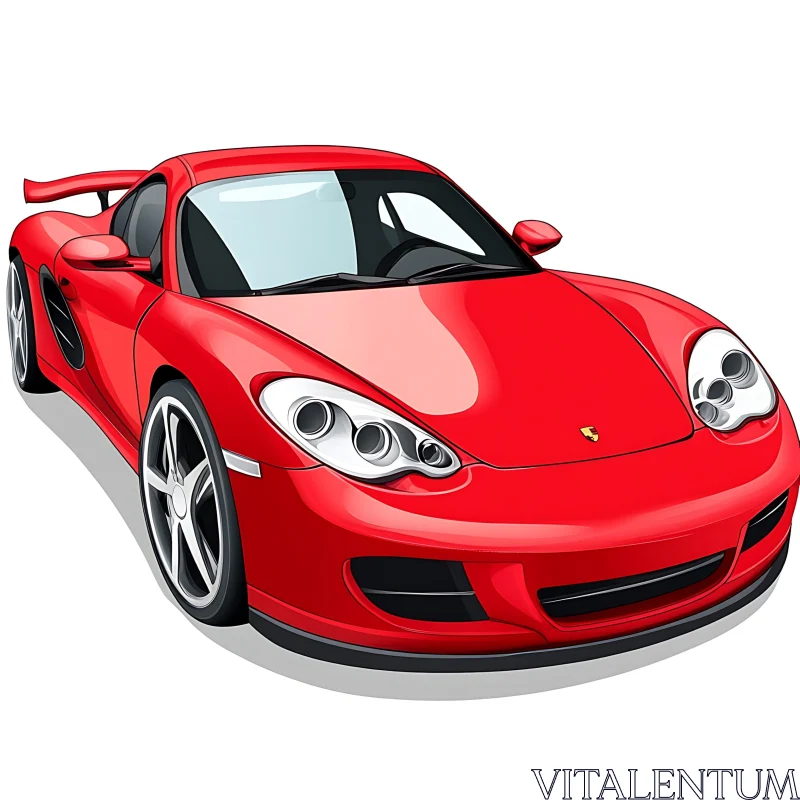 Luxury Red Sports Car Illustration AI Image