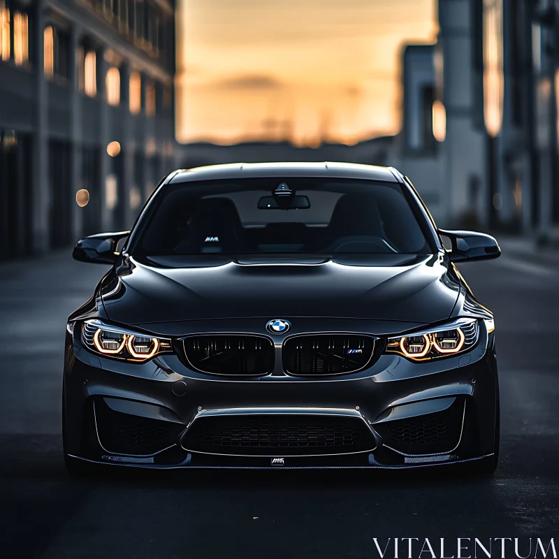 Black BMW at Sunset AI Image