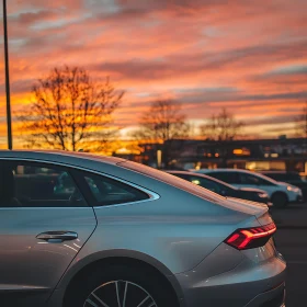 Modern Car Parked During Evening Twilight