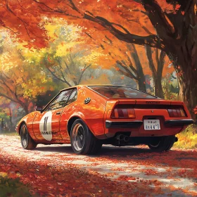 Classic Car Amidst Fall Foliage