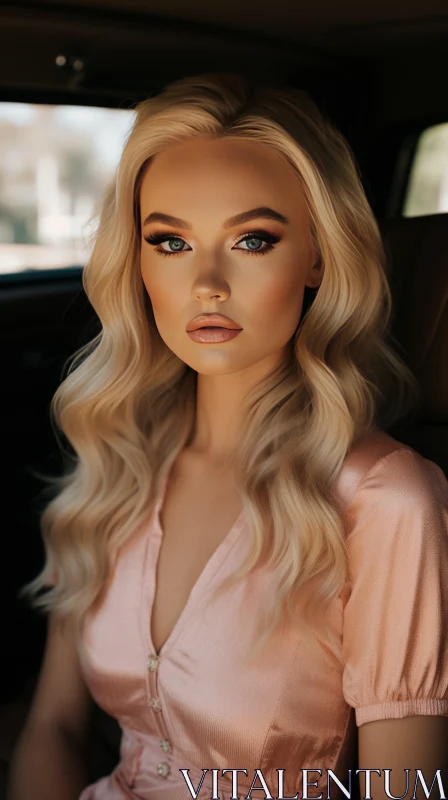 Blonde Girl in Car: Captivating Beauty in Urban Decay AI Image