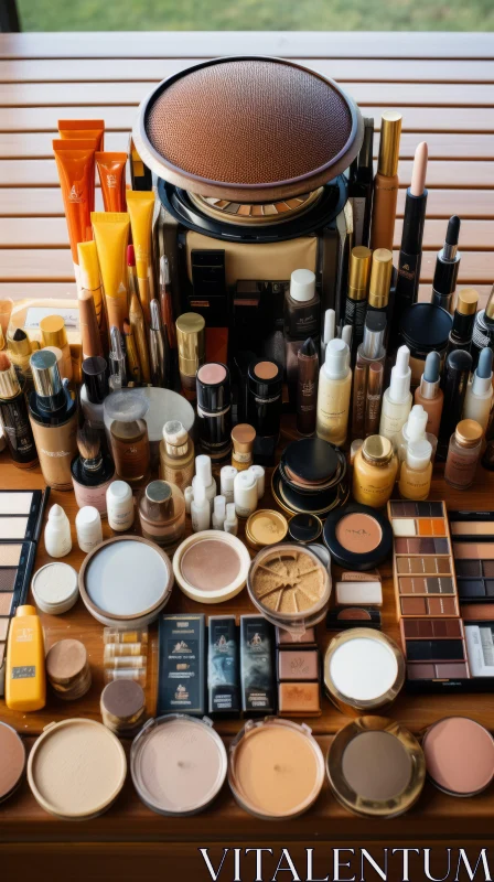 Luxurious Makeup Collection in Dark Gold and Amber | Organized Chaos AI Image