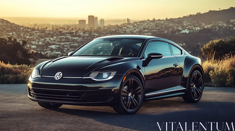 Volkswagen Coupe Overlooking City at Sunset AI Image