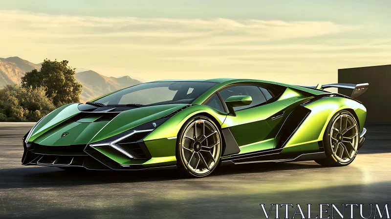 Green Sports Car with Aerodynamic Design AI Image