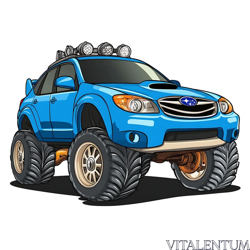 Rugged Blue 4x4 SUV Illustration AI Image