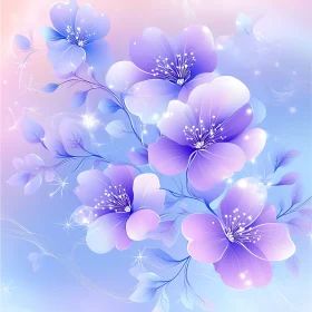 Delicate Pastel Blossoms with Sparkling Effects