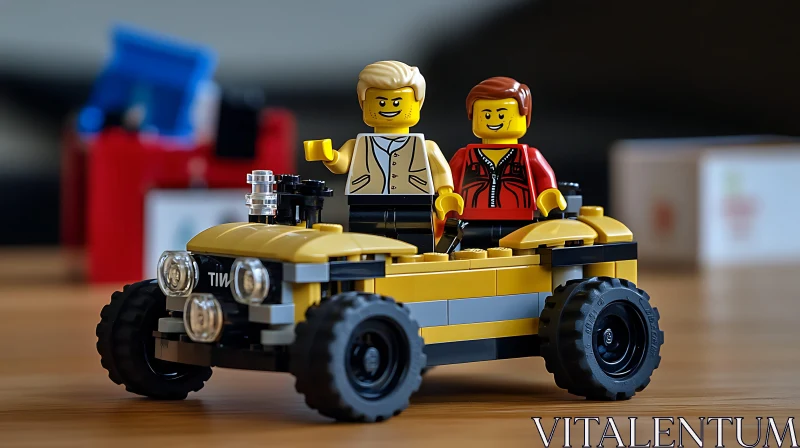 Happy LEGO Minifigures in Car AI Image