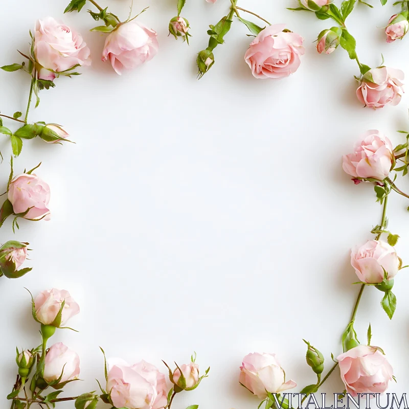 Elegant Pink Roses Forming a Natural Border AI Image