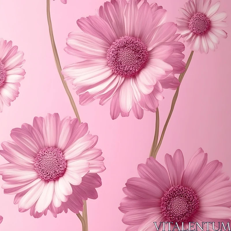 Pink Floral Art with Intricate Petals AI Image