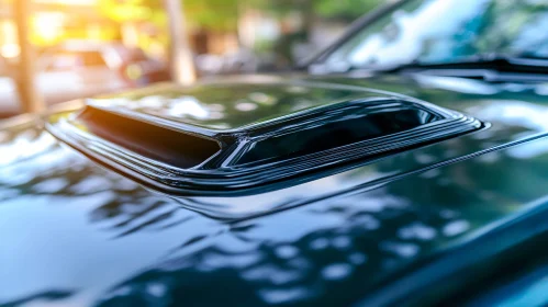 Glossy Car Hood with Scoop Detail