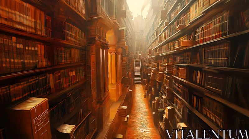 Ancient Library Corridor of Knowledge AI Image