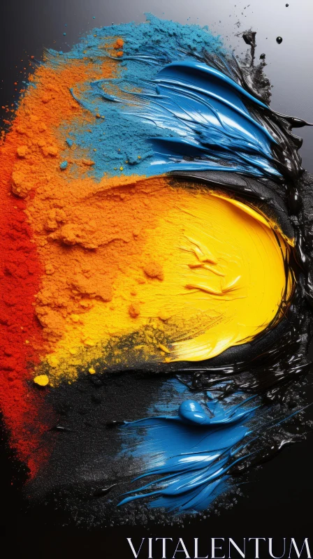 Captivating Composition of Colorful Paint on Black | Vibrant Collage AI Image