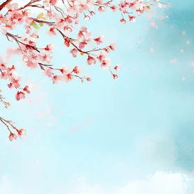 Serene Sky and Delicate Cherry Blossoms