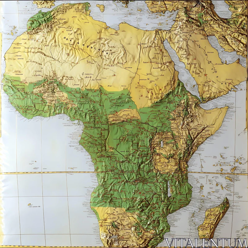 Africa Physical Features Map AI Image