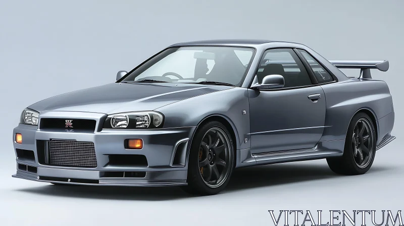 Stylish Silver GT-R R34 Automobile AI Image