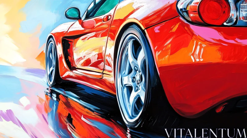 Vivid Artistic Depiction of a Sports Car's Rear AI Image