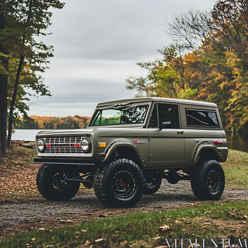 Vintage Off-Road Vehicle by Serene Lake AI Image