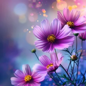 Blooming Pink Flowers with Bokeh Background