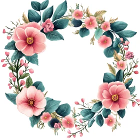 Pink Flower Wreath with Green Foliage