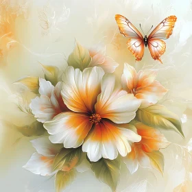 Graceful Floral Bloom with Butterfly