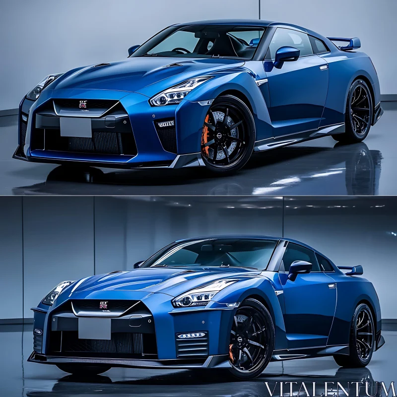 Stunning Blue Sports Car from Different Angles AI Image