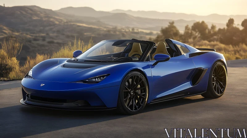 Luxury Blue Open-Top Sports Car AI Image