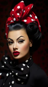 Captivating Chicano-Inspired Decadent Beauty in Red Polka Dot Head Scarf