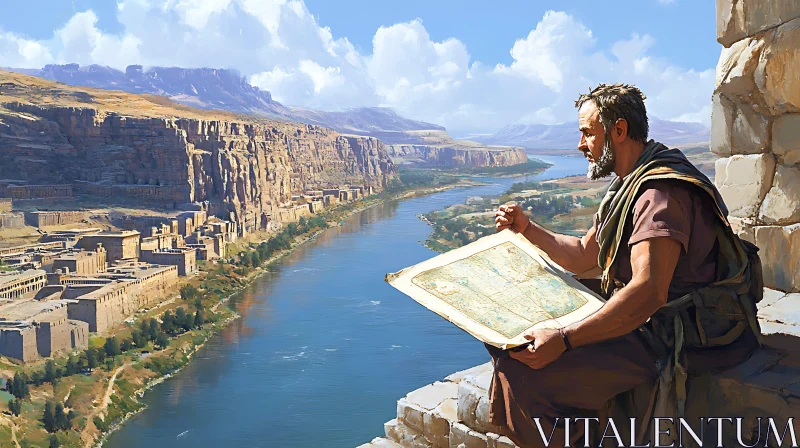 AI ART Historic Civilization by the River