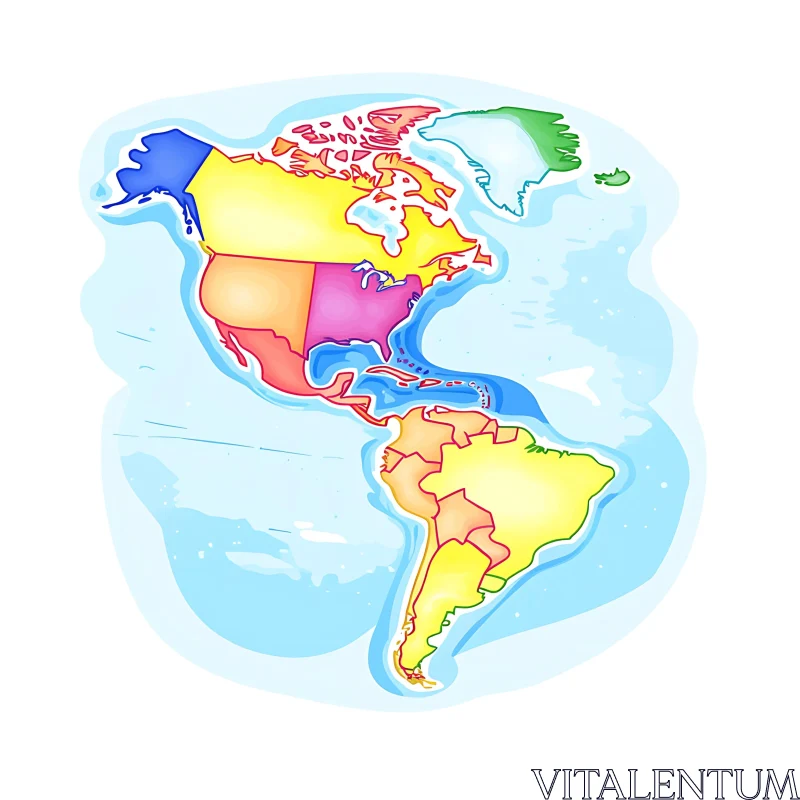 Vibrant Americas Map Illustration AI Image