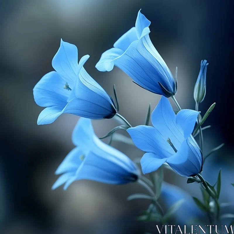 Exquisite Blue Floral Close-Up AI Image